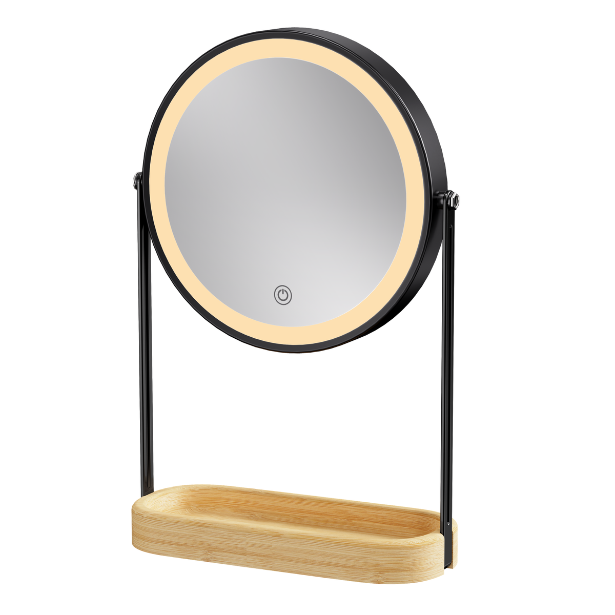 MirraLume Dual Sided LED Makeup Mirror w/ Bamboo Base