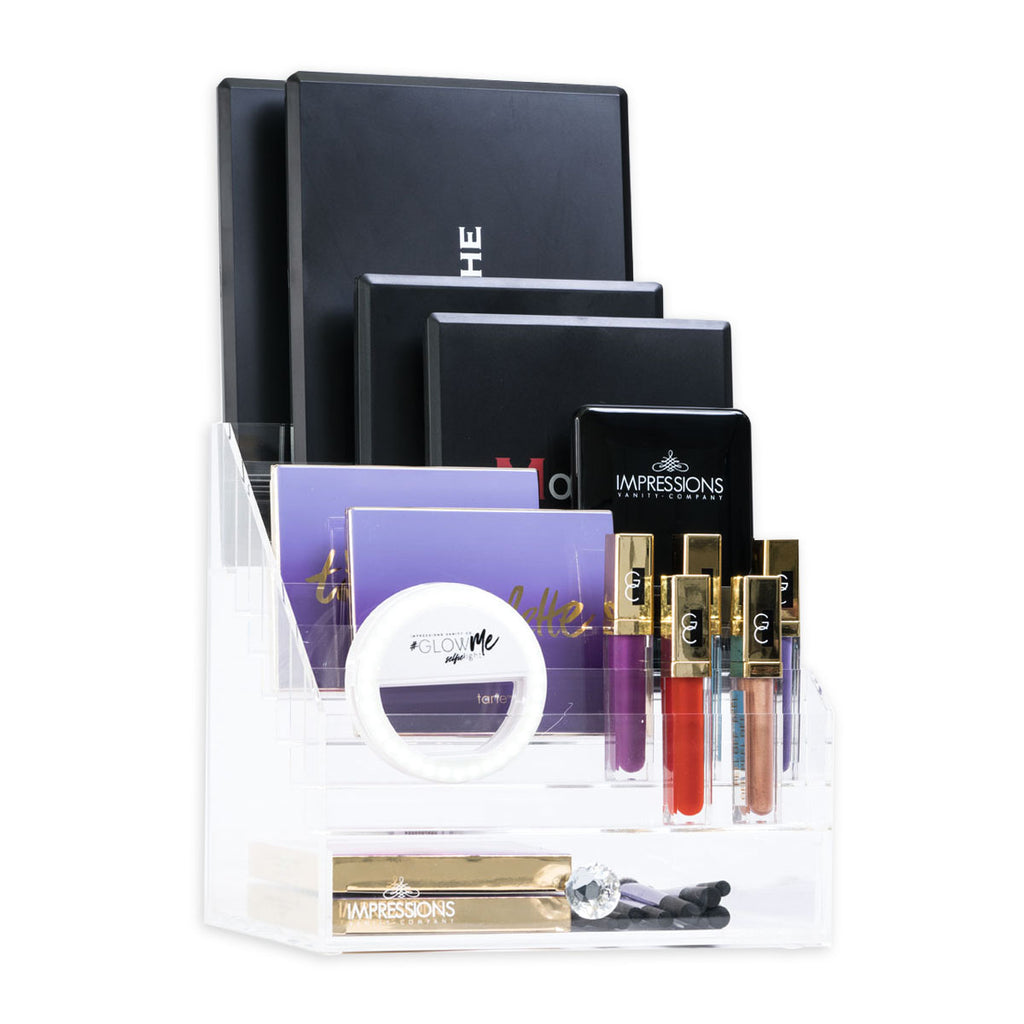 Diamond Collection Acrylic Makeup Palette Organizer  IMPRESSIONS VANITY Diamond Collection 7-Tier Makeup Organizer Clear *ASIS $199 main image 1