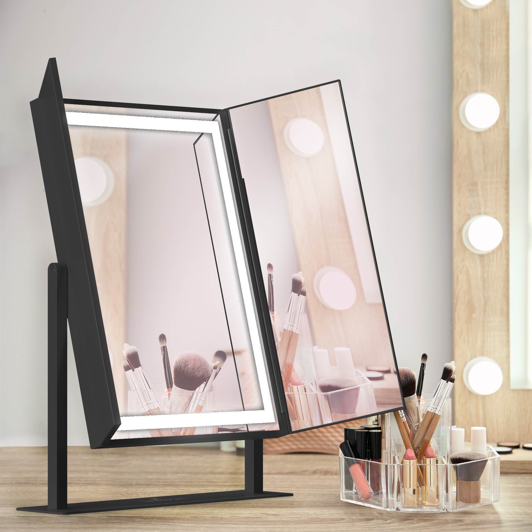 Cosmetic mirror on stand sales