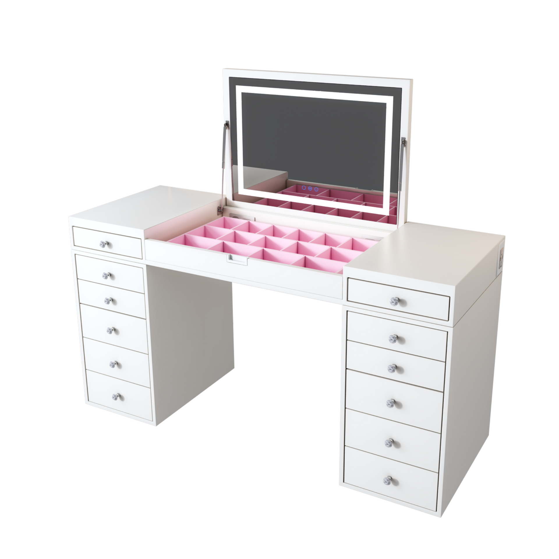SlayStation Madison Vanity Table w/ Flip Top LED Mirror