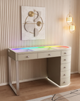 SlayStation® Skyra Faux Leather Premium Vanity Table w / RGB Light