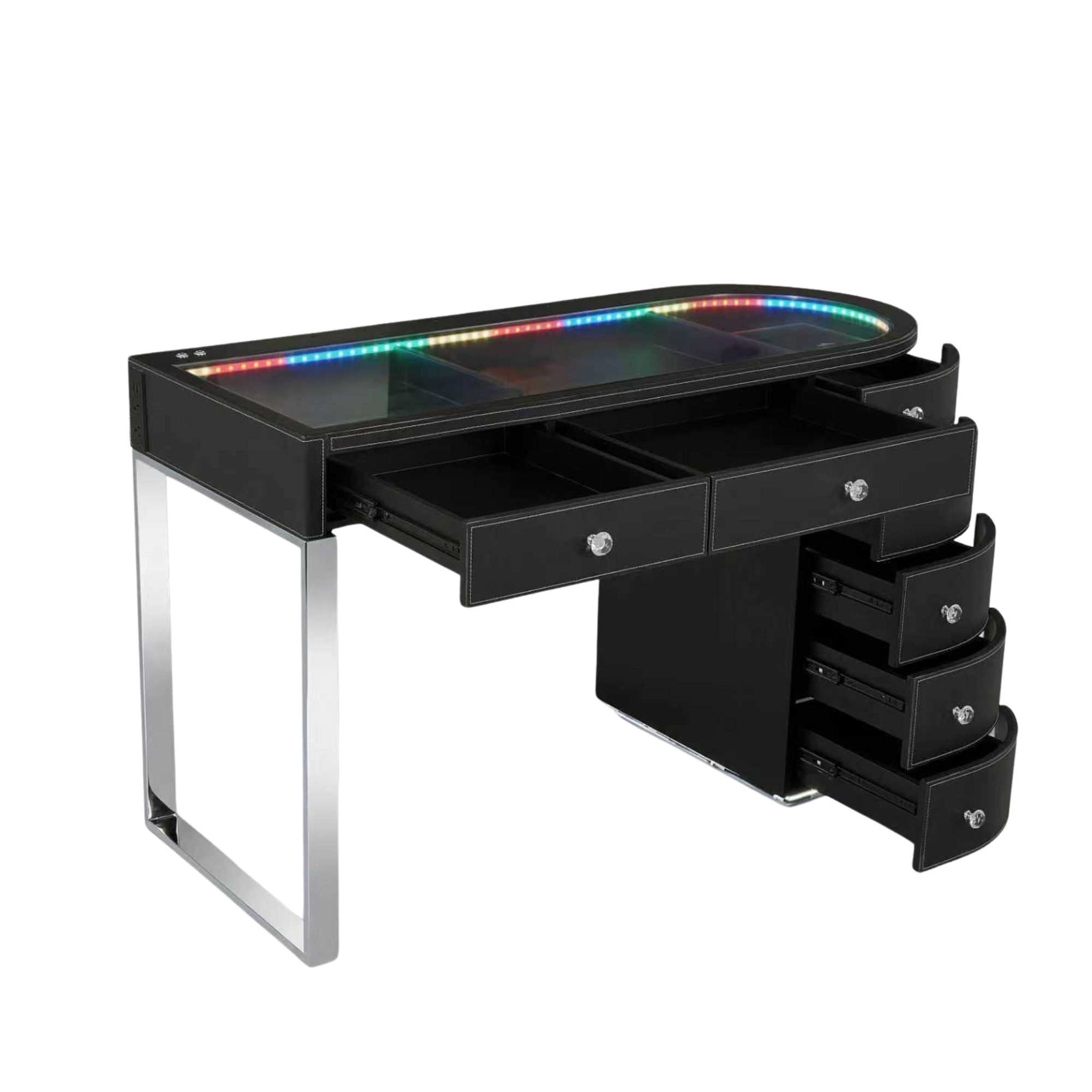 SlayStation® Skyra Faux Leather Premium Vanity Table w / RGB Light