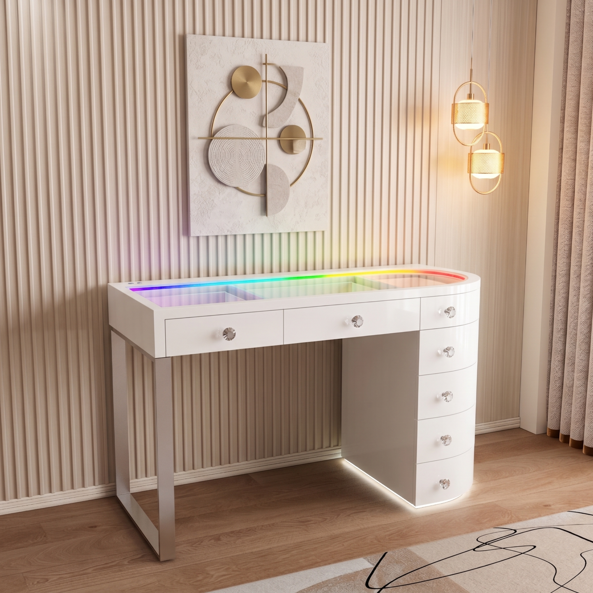 SlayStation Skyra Premium Vanity Table w / RGB Light