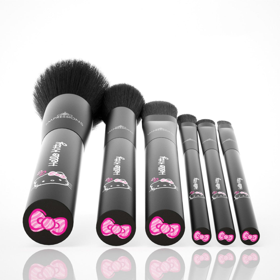 Hello Kitty Just Slay 6-Pc Brush Set in Black | Impressions Vanity Co. | Aluminum/Glass