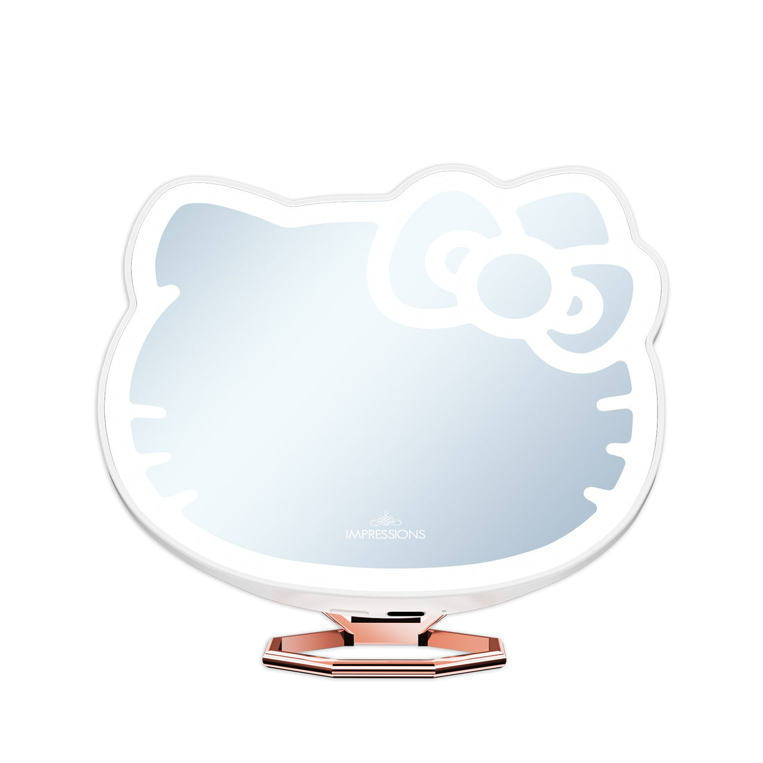 Impressions Vanity Hello Kitty 3X Magnifying Pocket Mirror with Stand, Adjustable Brightness (White)
