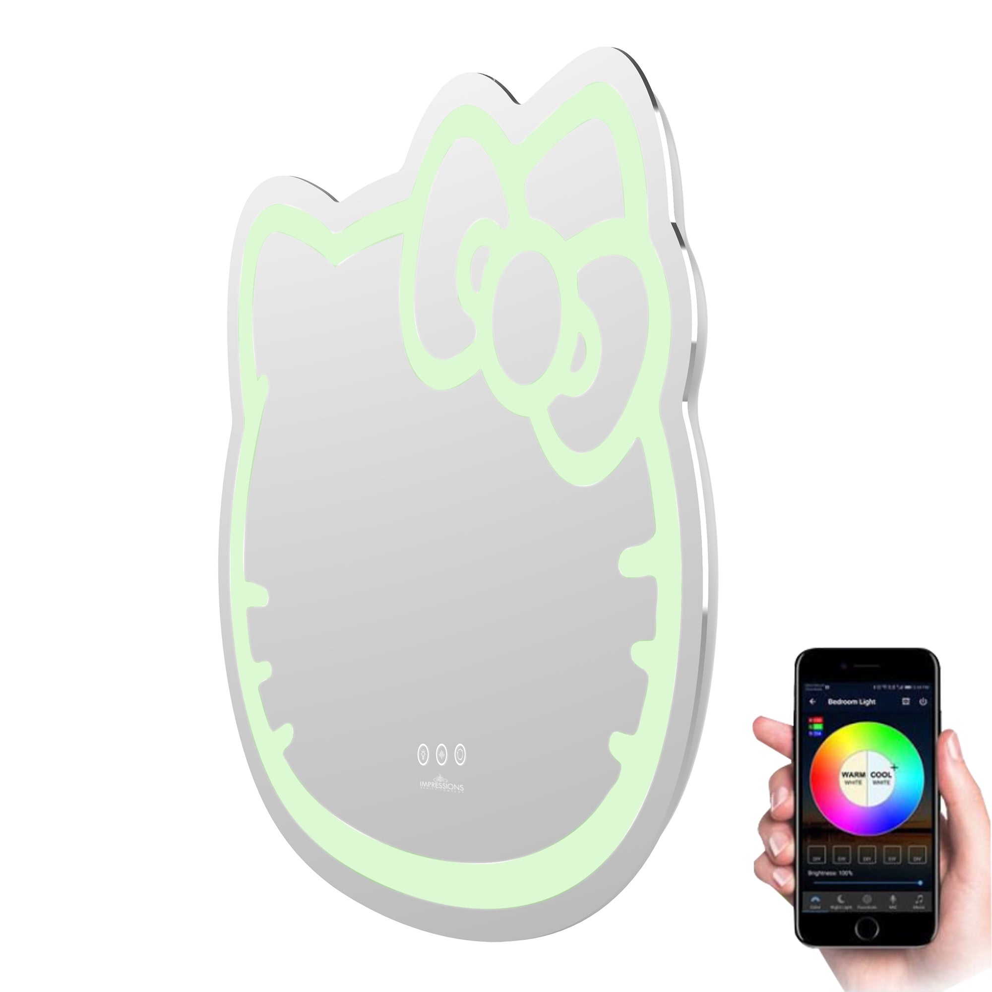 Hello Kitty Wall Mirror with WiFi, Smart Touch Sensitive Makeup Vanity  Mirror with APP Controller and Color Changing Dimming LED - China Shaped  Light LED, Bear Shape Mirror