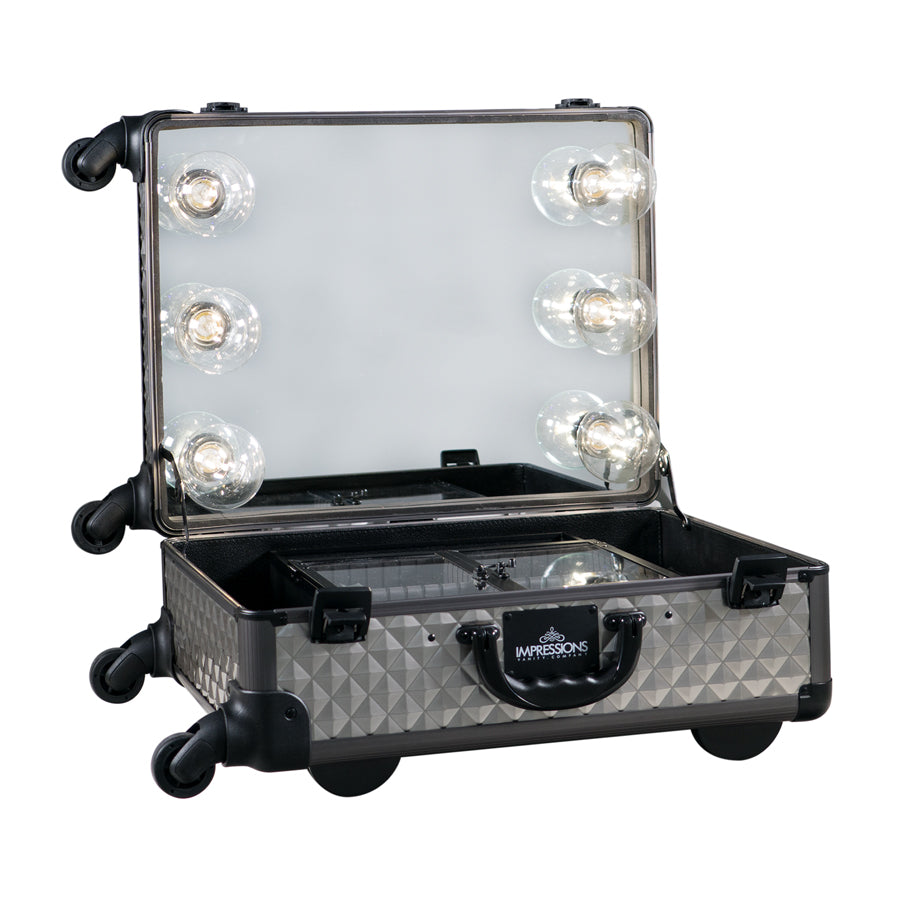 SlayCase® XL Vanity Travel Train Case in Charcoal Studded