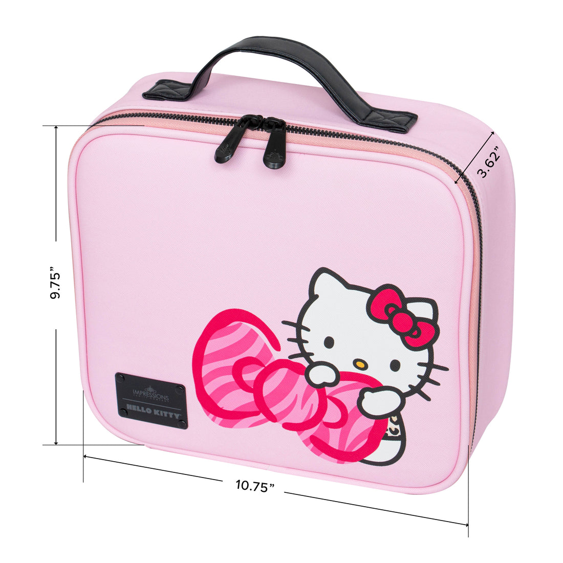 Impressions Vanity Hello Kitty Makeup Case with Full Size Mirror and Lighting, Makeup Organizer with Touch Sensor, Travel Jewelry Case with Makeup