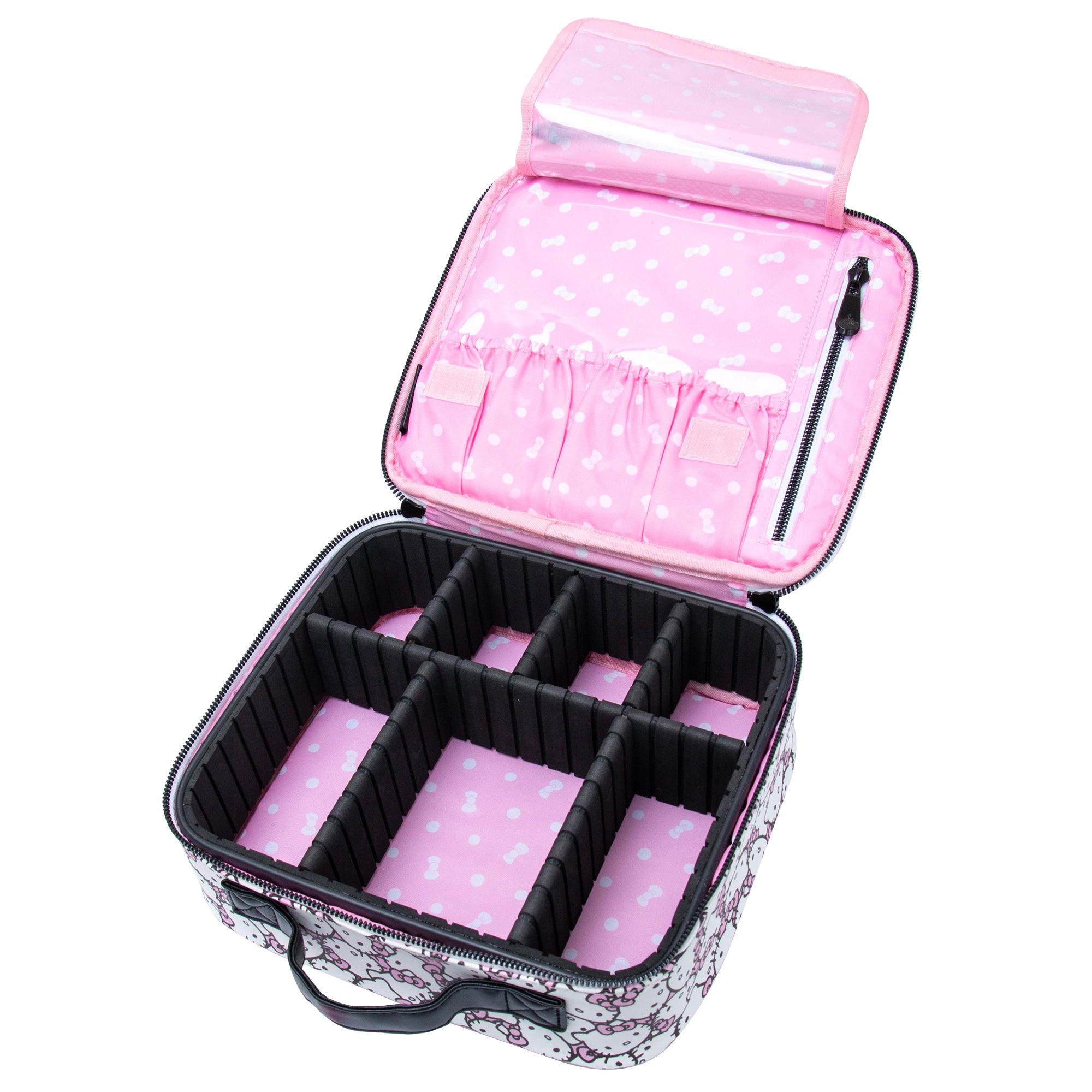 Santorini Mini Cosmetic Case in Black | 2.5 x 5.9 x 7.1 in | Impressions Vanity Co. | Aluminum/Glass