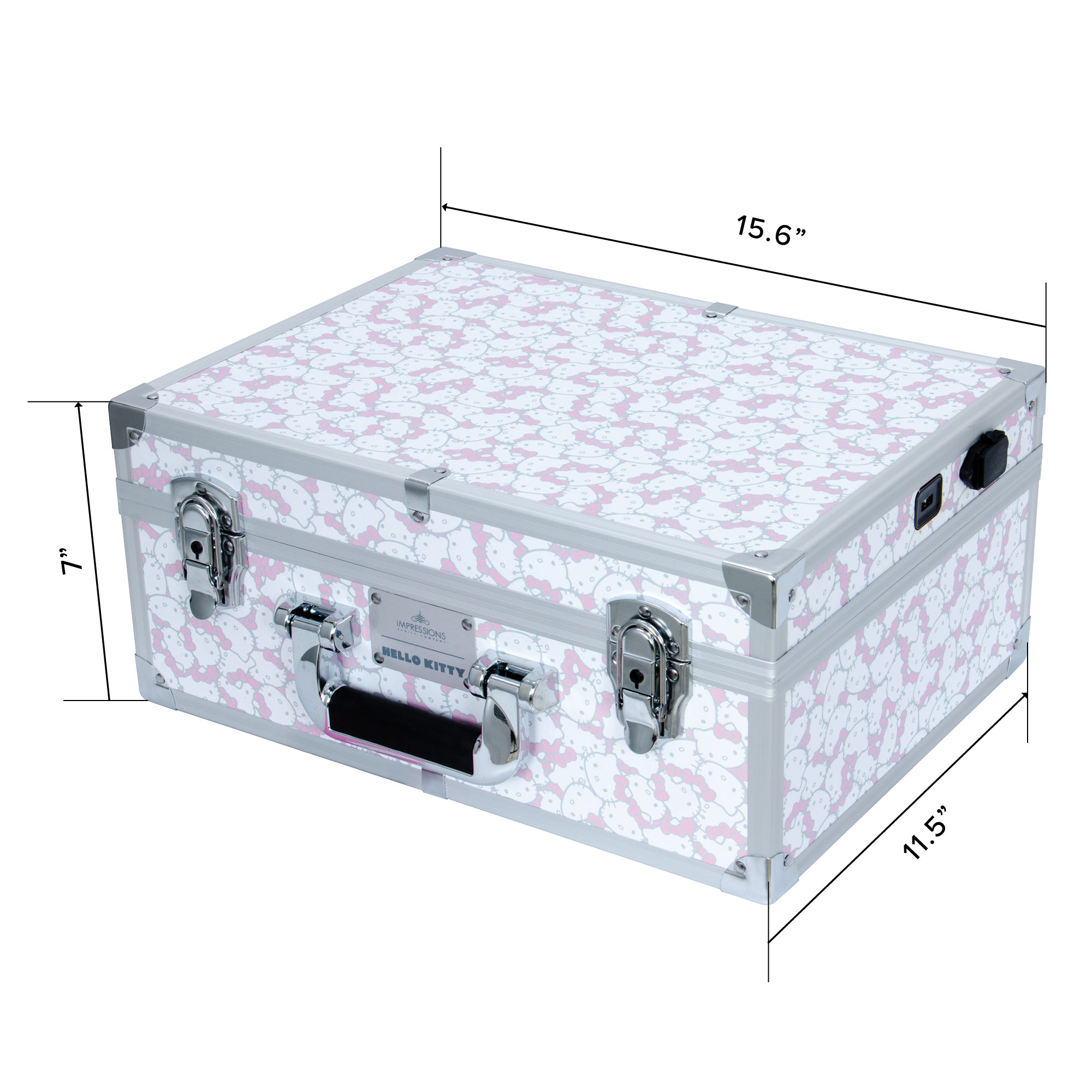 Impressions Vanity Hello Kitty Slaycube Makeup Travel Case with Durable Outer, Makeup Organizer Case in Portable Size with 2 Extendable Trays and Flip