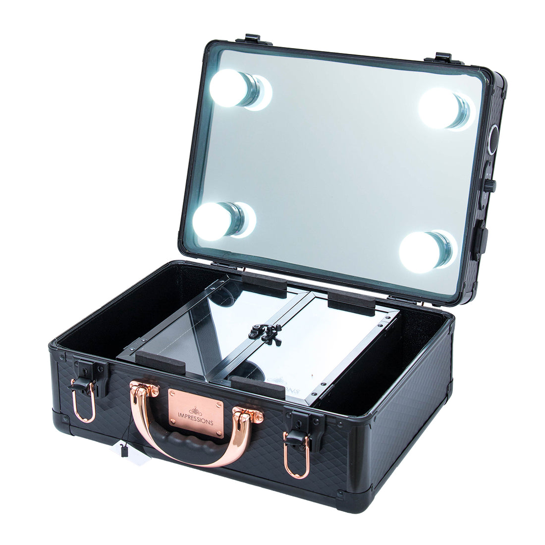 Impressions Vanity Cest La Vie XL Makeup Travel Case with Wireless Bluetooth Speaker, Durable Vanity Case, Black