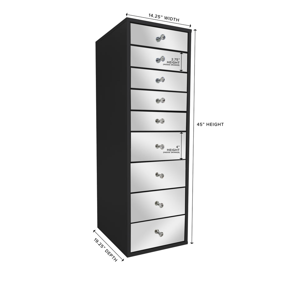 SlayStation® Mirrored 9-Drawers Vanity Storage Unit
