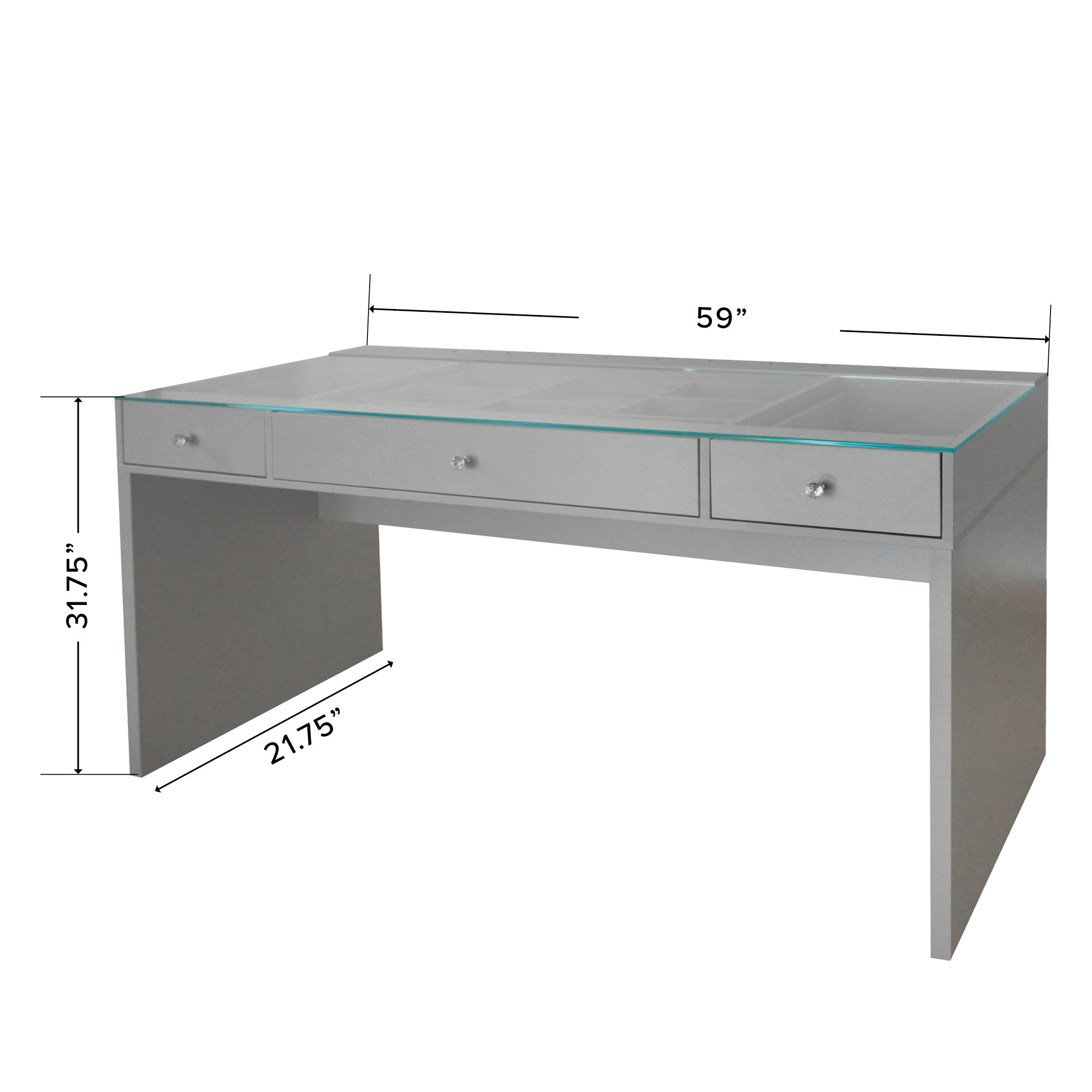 Naomi Home Vanya Makeup Vanity Desk With Sliding Mirror & Lights - Farmhouse Style With 5 Drawers, 2 Cabinets