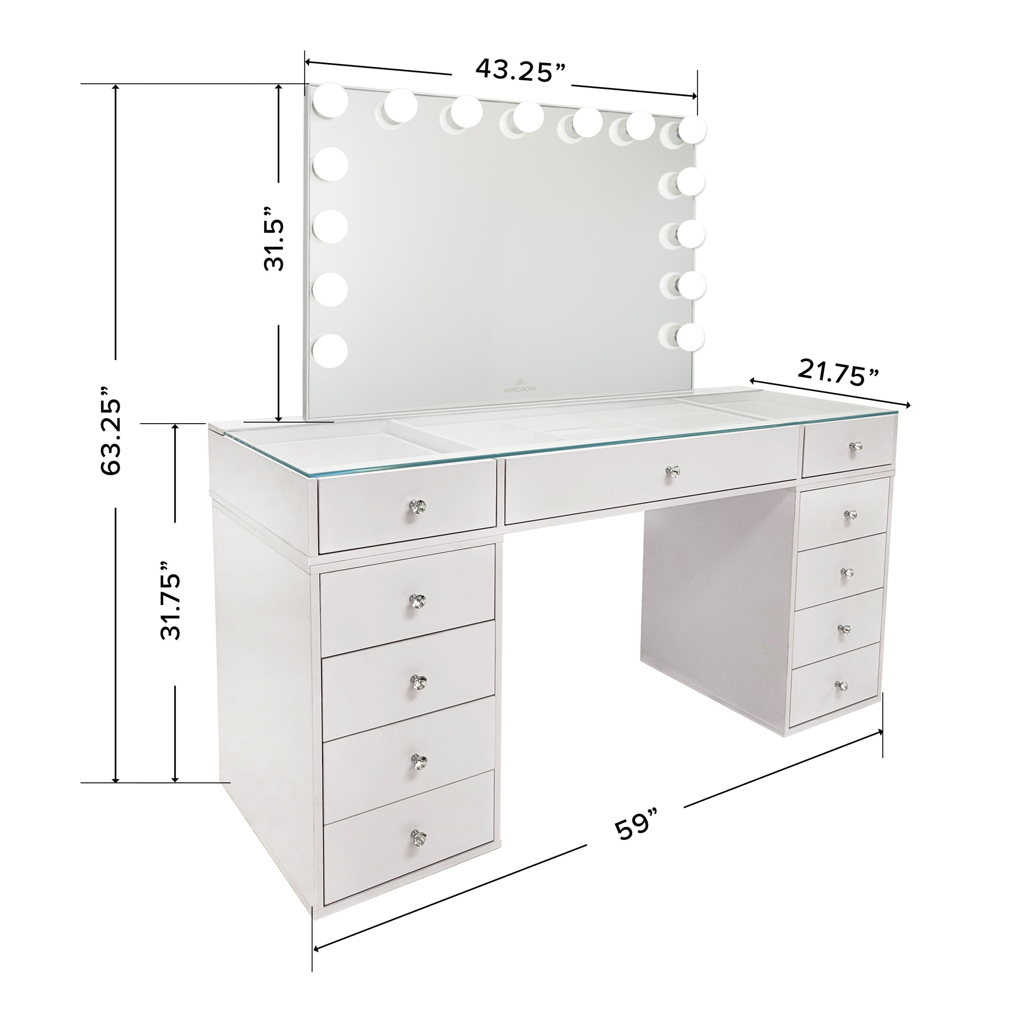 SlayStation® Naomi Vanity Table + Vanity Mirror + 4 Drawer Units Bundle