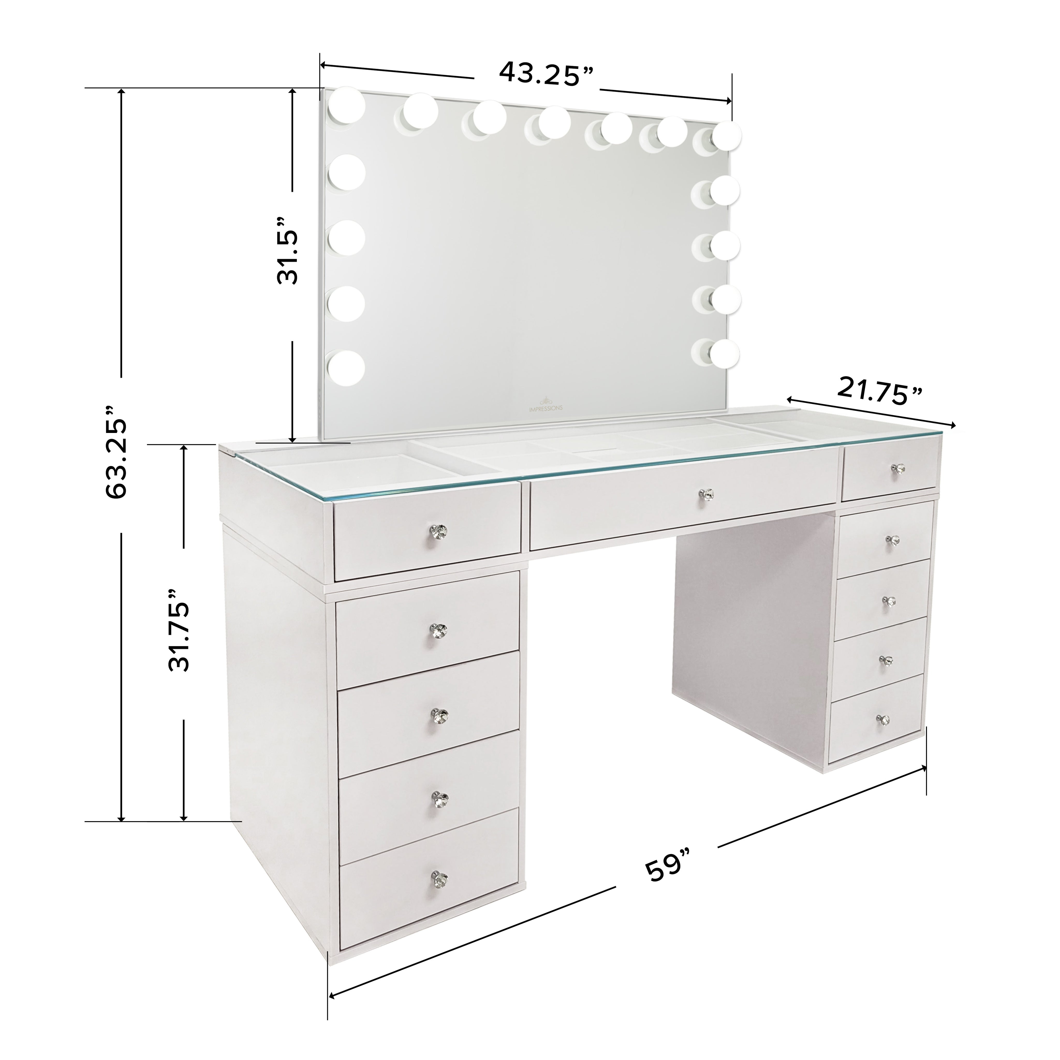SlayStation® Naomi Vanity Table + Vanity Mirror + 4 Drawer Units Bundl