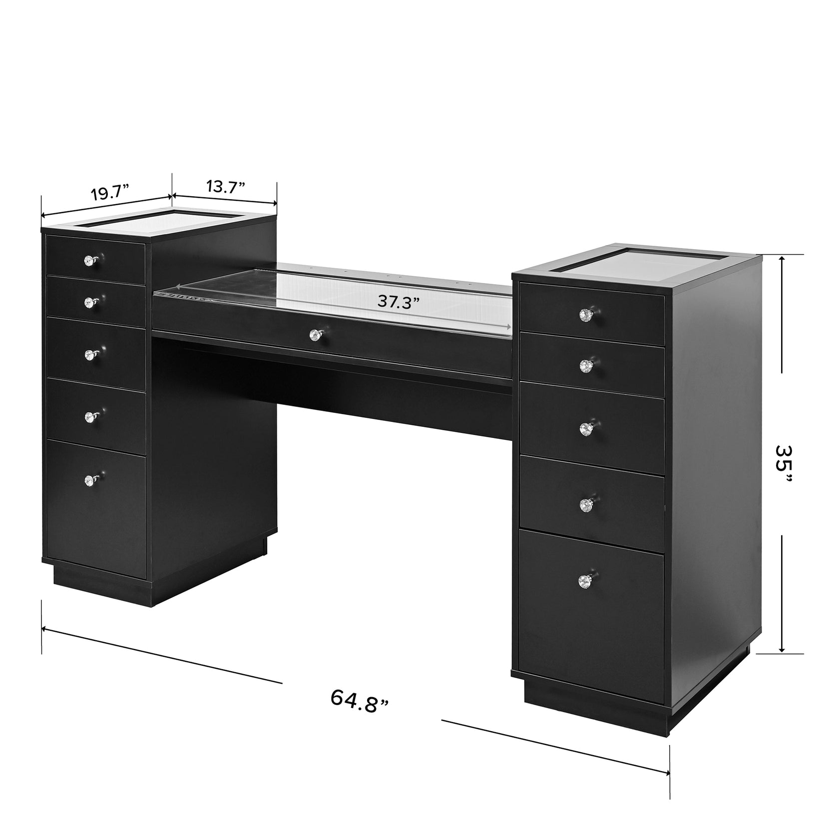 SlayStation® Odette Vanity Table with Top Display Drawers Impressions Vanity Co.