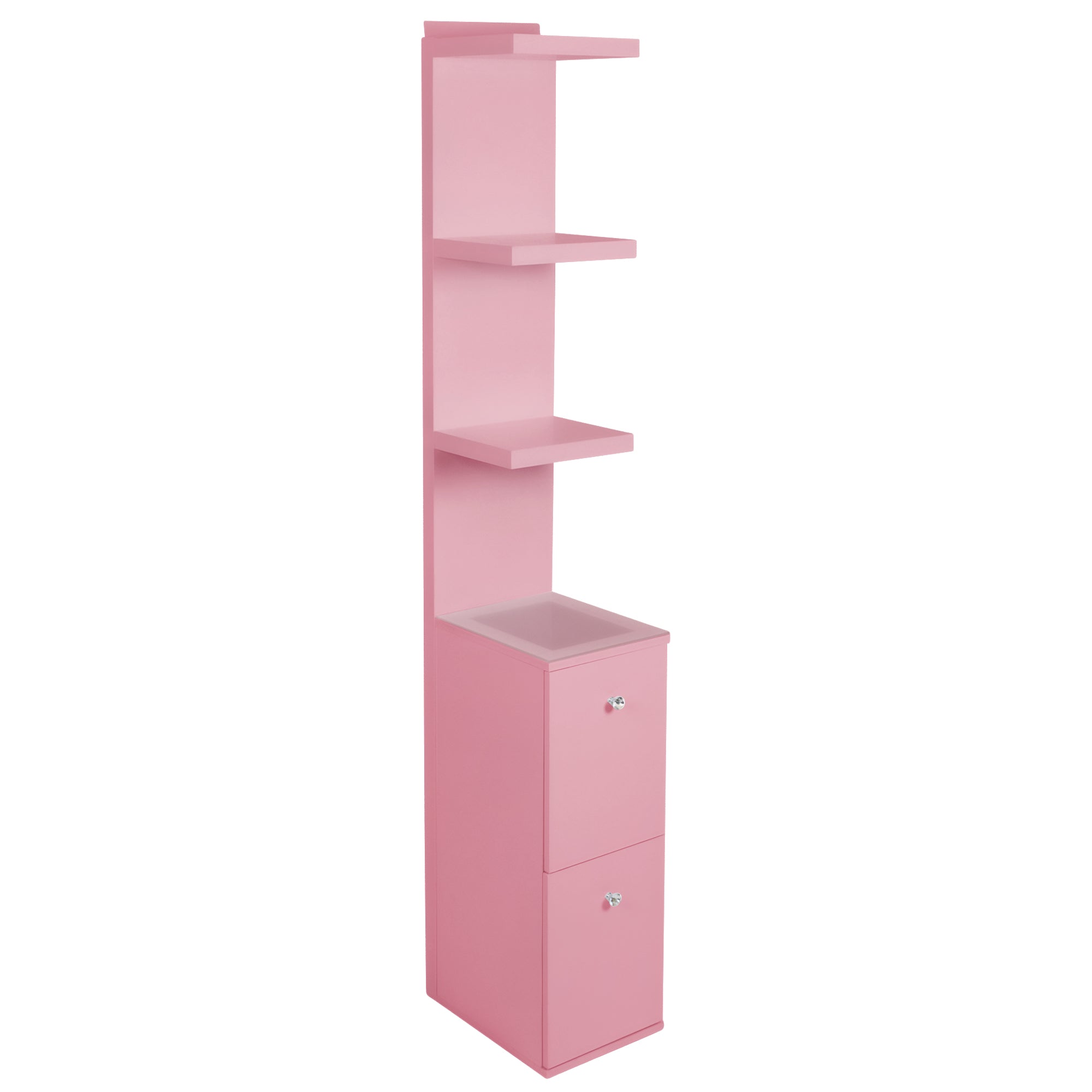 Glossy Column Shelf W/ Drawers