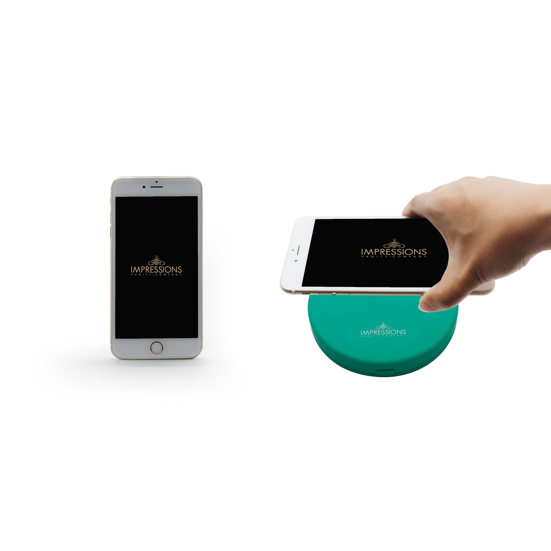 Ariel Compact Mirror with Wireless Power Bank Charging Base