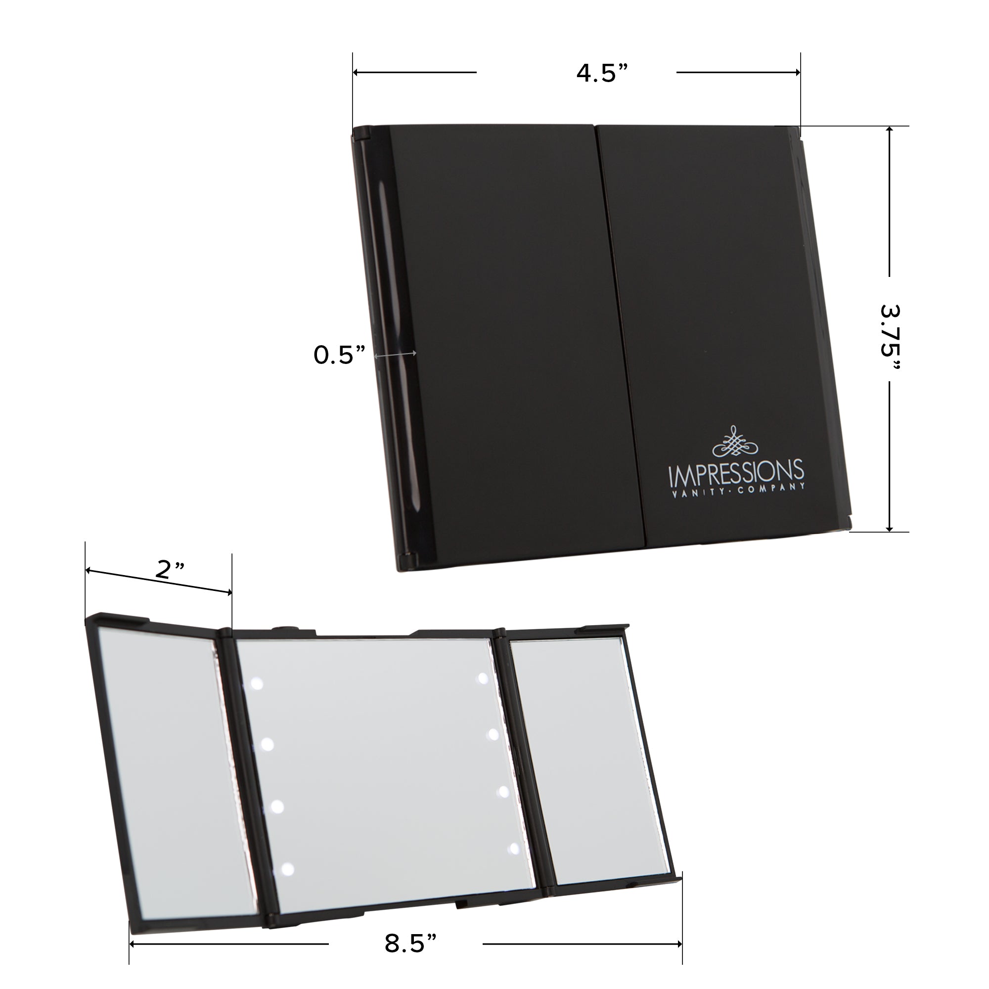 ReveaLight Trifold LED Compact Mirror with Flip Stand