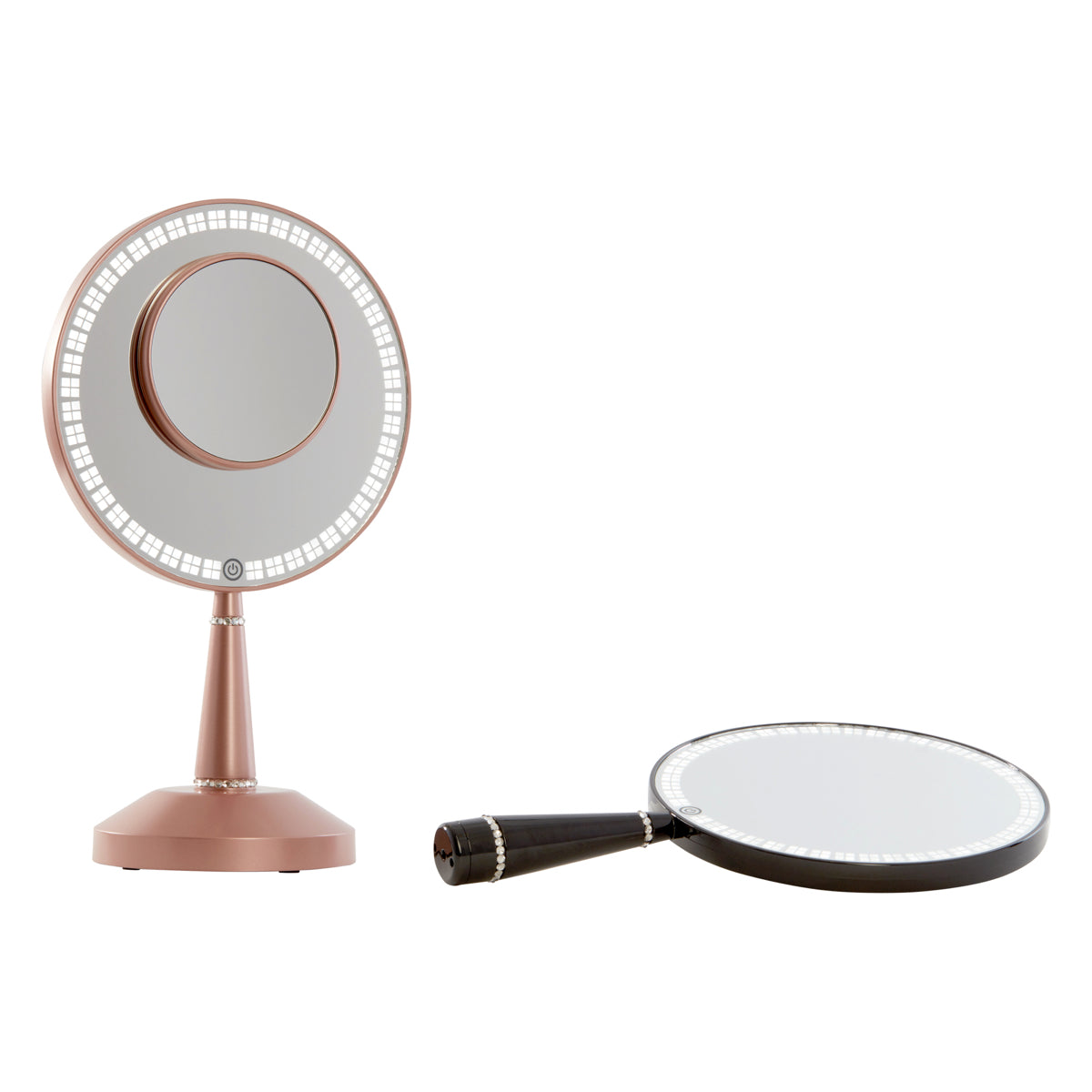 Bijou Dimmable LED Lighted Hand Mirror with Charging Stand