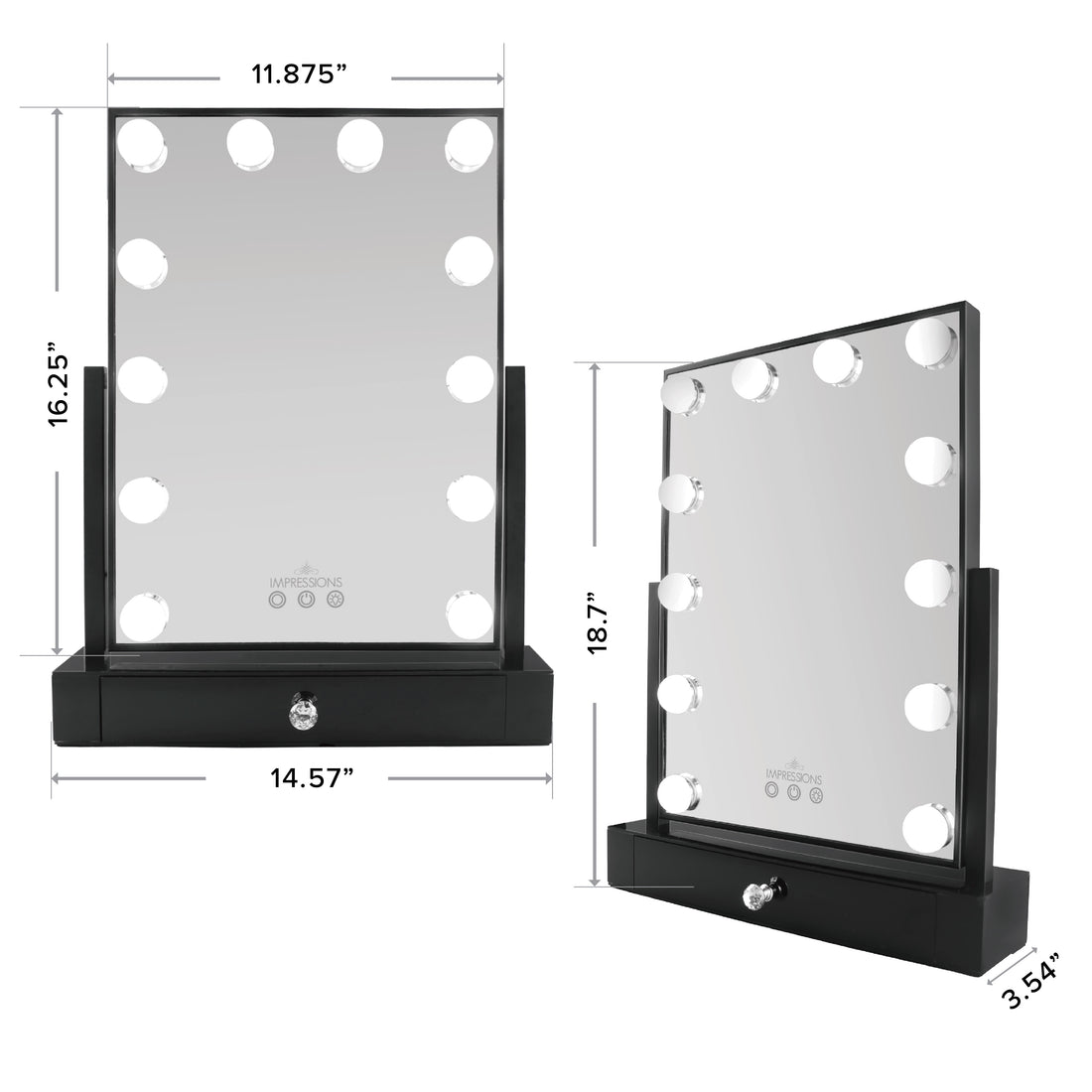 Hollywood Tri-Tone XL Makeup Mirror With Drawer