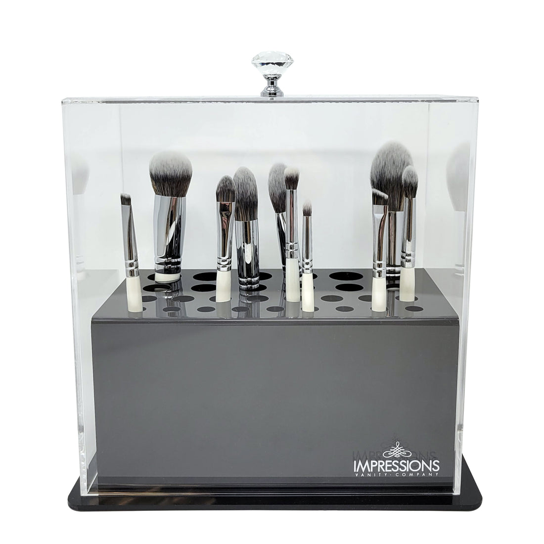 Pretty Display Acrylic Makeup Brush Holder includes over 50,000 Beautiful  Crystal-Clear Diamond Beads