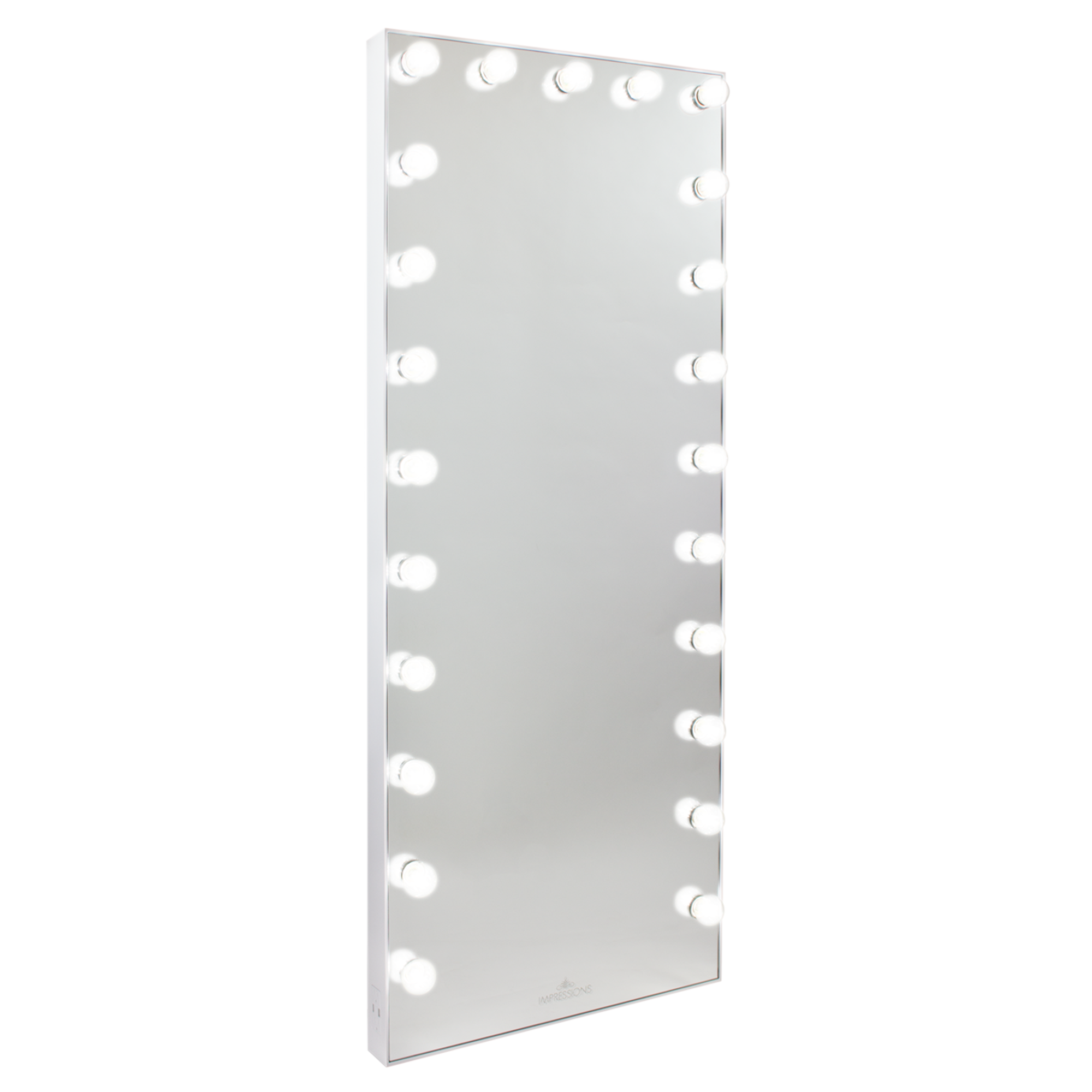 Impressions Vanity Hollywood Glow fl Vanity Floor Mirror Glossy White Frosted LED