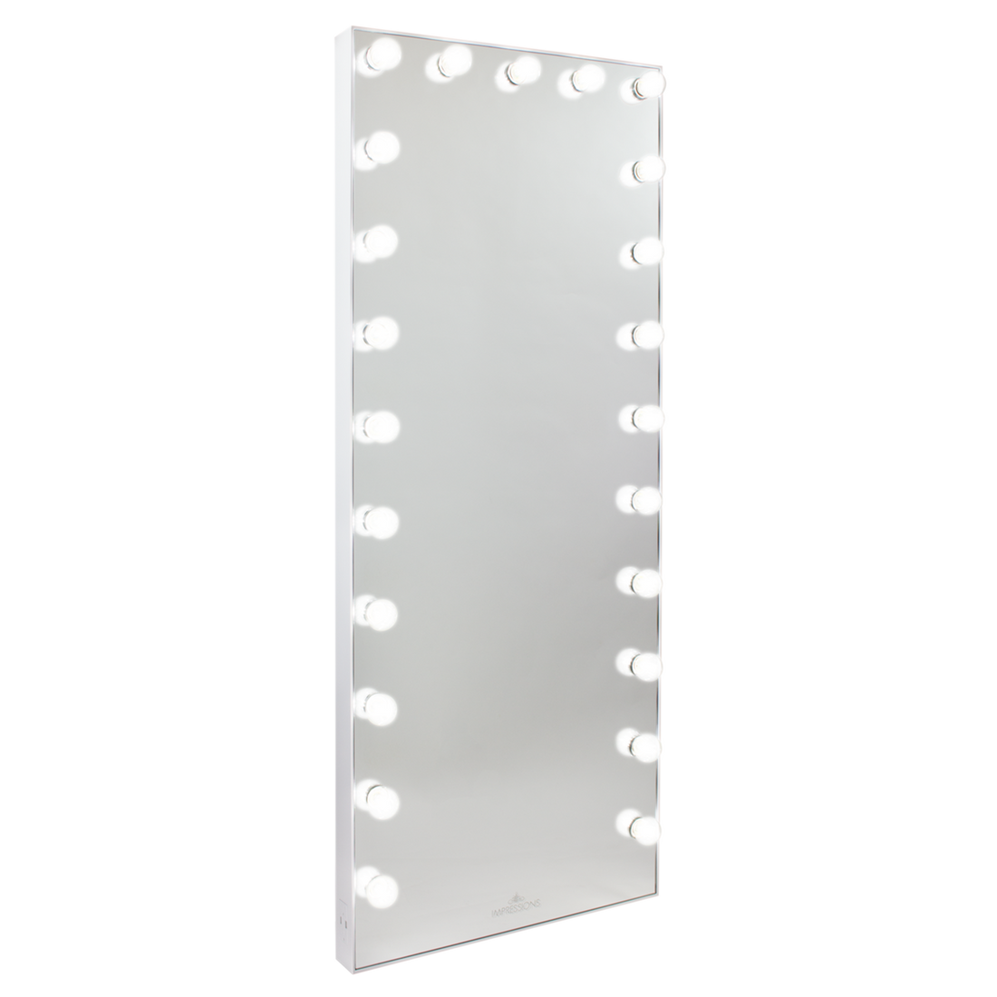 Hollywood Glow fl Vanity Floor Mirror in Glossy White | 24 x 3 x 60.5 in | Impressions Vanity Co. | Aluminum/Glass