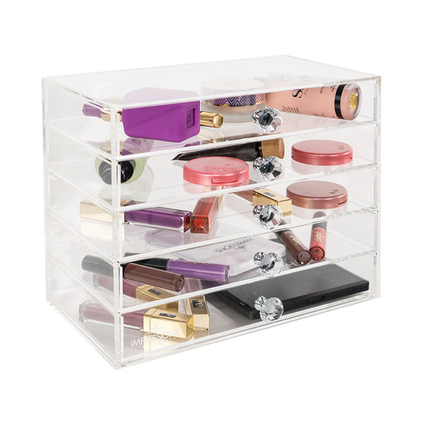 Diamond Collection Petite 4-Tier Acrylic Makeup Organizer with Open Top •  Impressions Vanity Co.