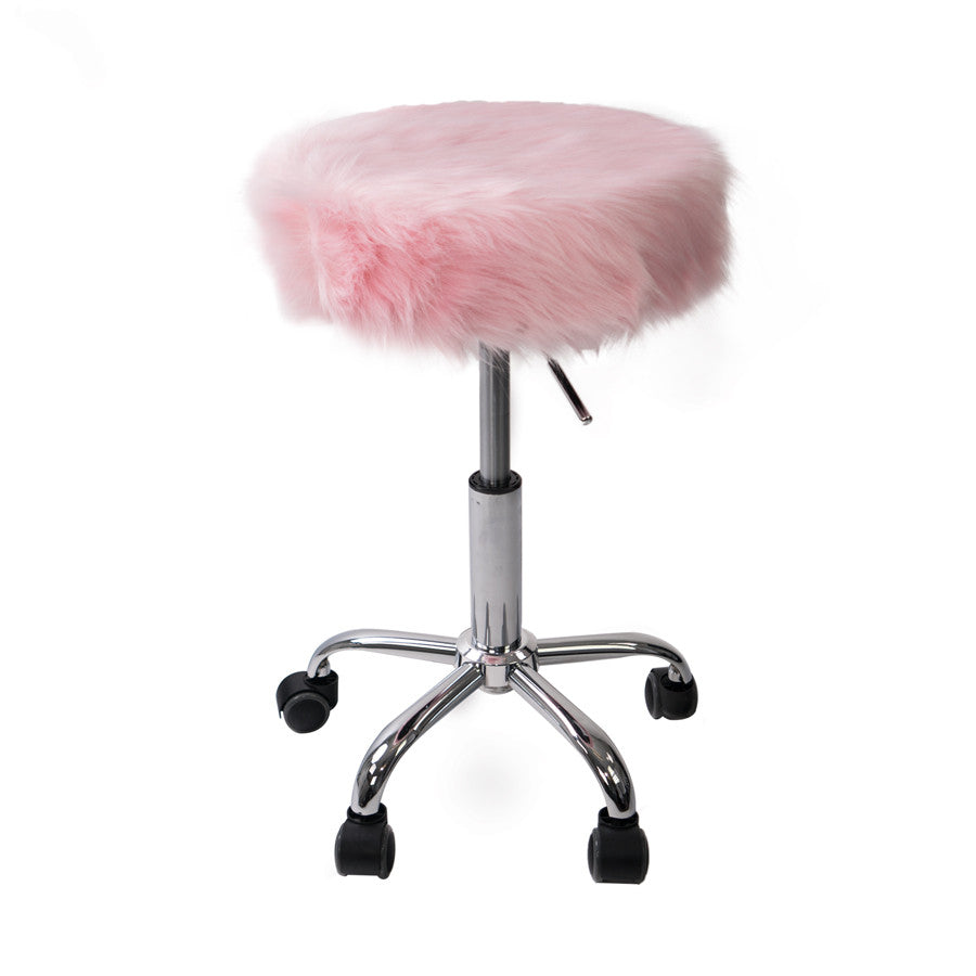 Momo faux fur pink stool