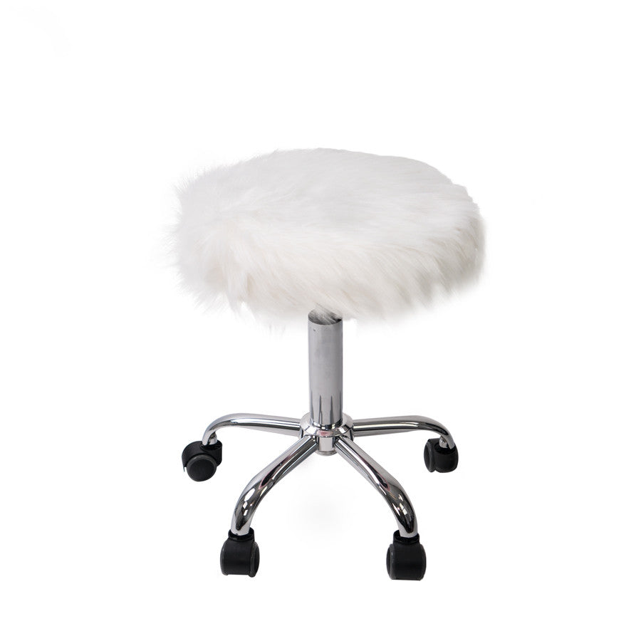 Momo faux fur white stool
