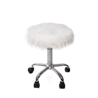 Momo faux fur white stool