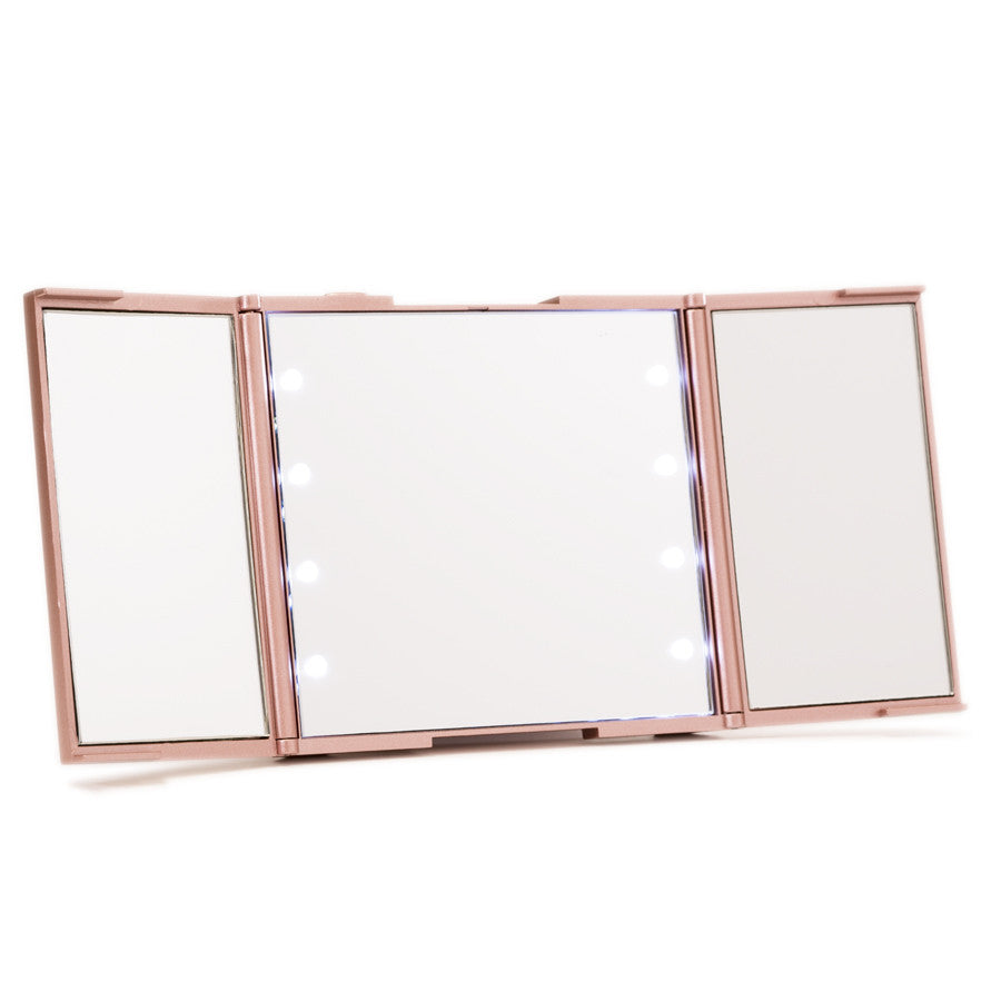 Impressions Vanity ReveaLight Trifold LED Compact Mirror in Rose Gold
