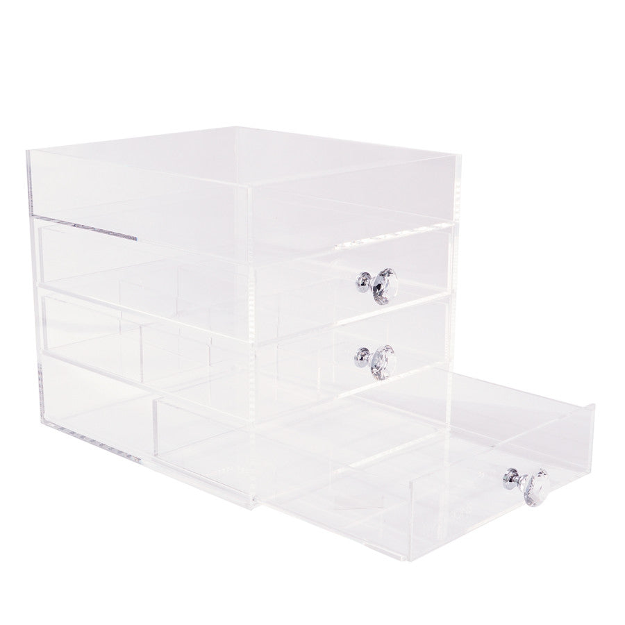 Impressions Vanity Crystal Knob 3-Tier Open Top Organizer