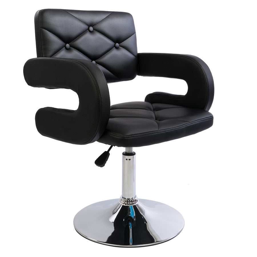 Black Plush Diamond Quilted Chair