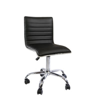 Black Quilted Leather Armless Vanity Chair