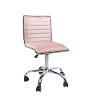 Pink Quilted Leather Armless Vanity Chair