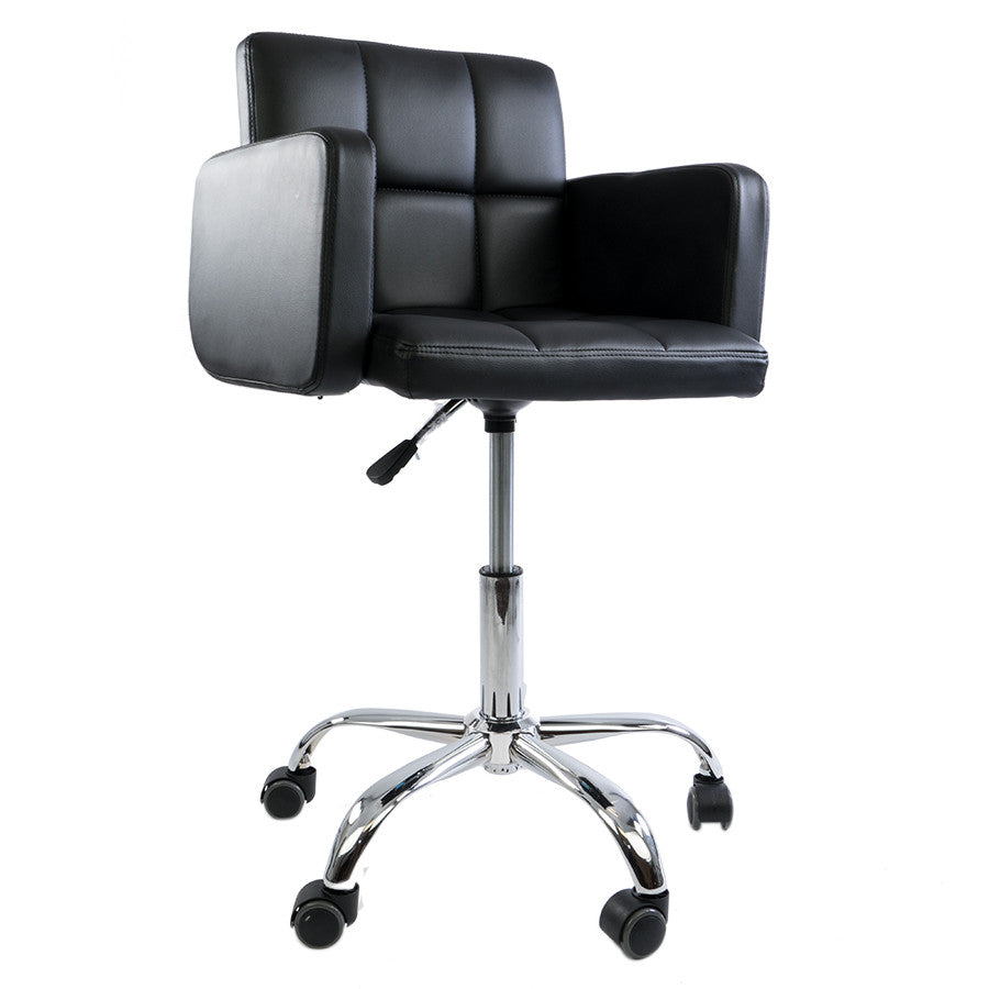 Black Square Quilted Leather Desk Chair