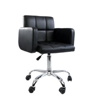 Black Square Quilted Leather Desk Chair