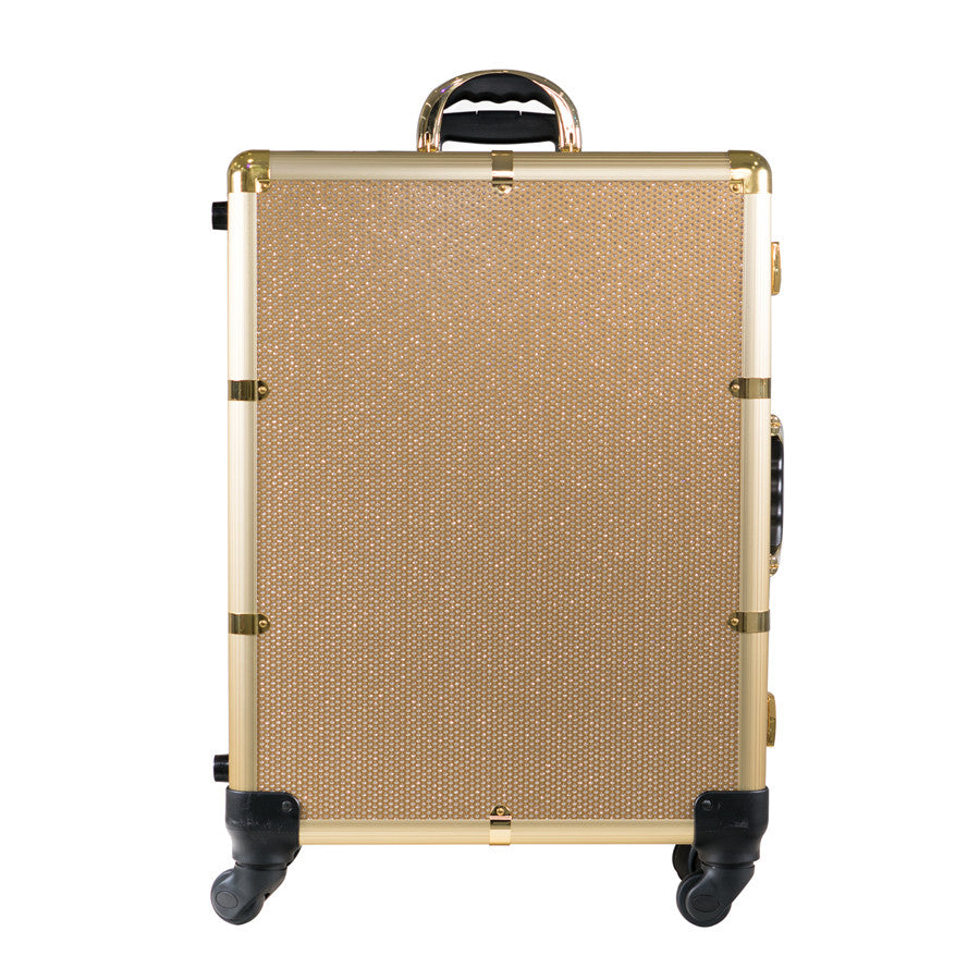 SlayCase® Pro Vanity Travel Train Case with Stand in Champagne Sparkle