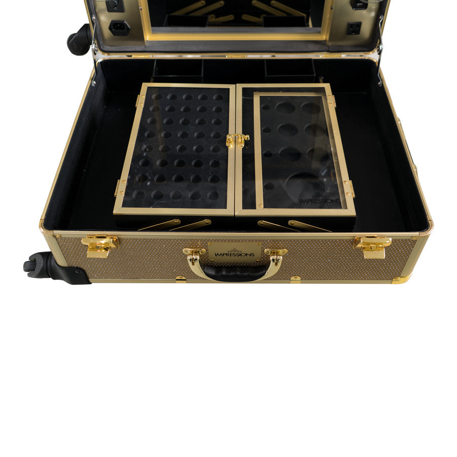SlayCase® Pro Vanity Travel Train Case with Stand in Champagne