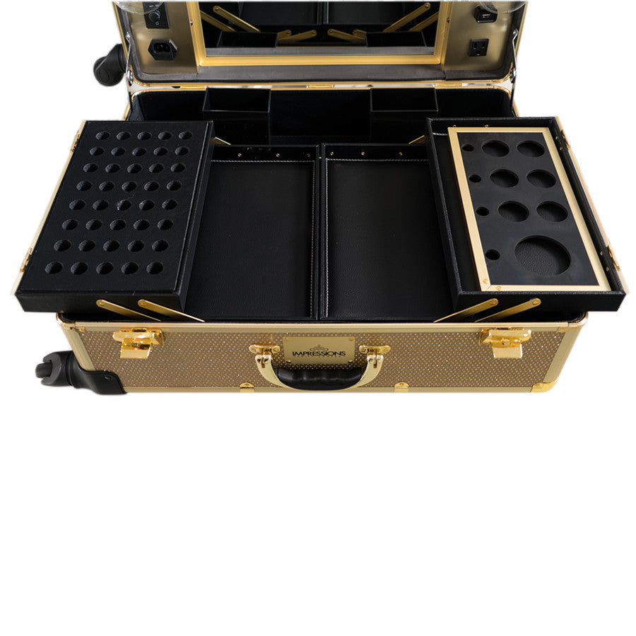 SlayCase® Pro Vanity Travel Train Case with Stand in Champagne