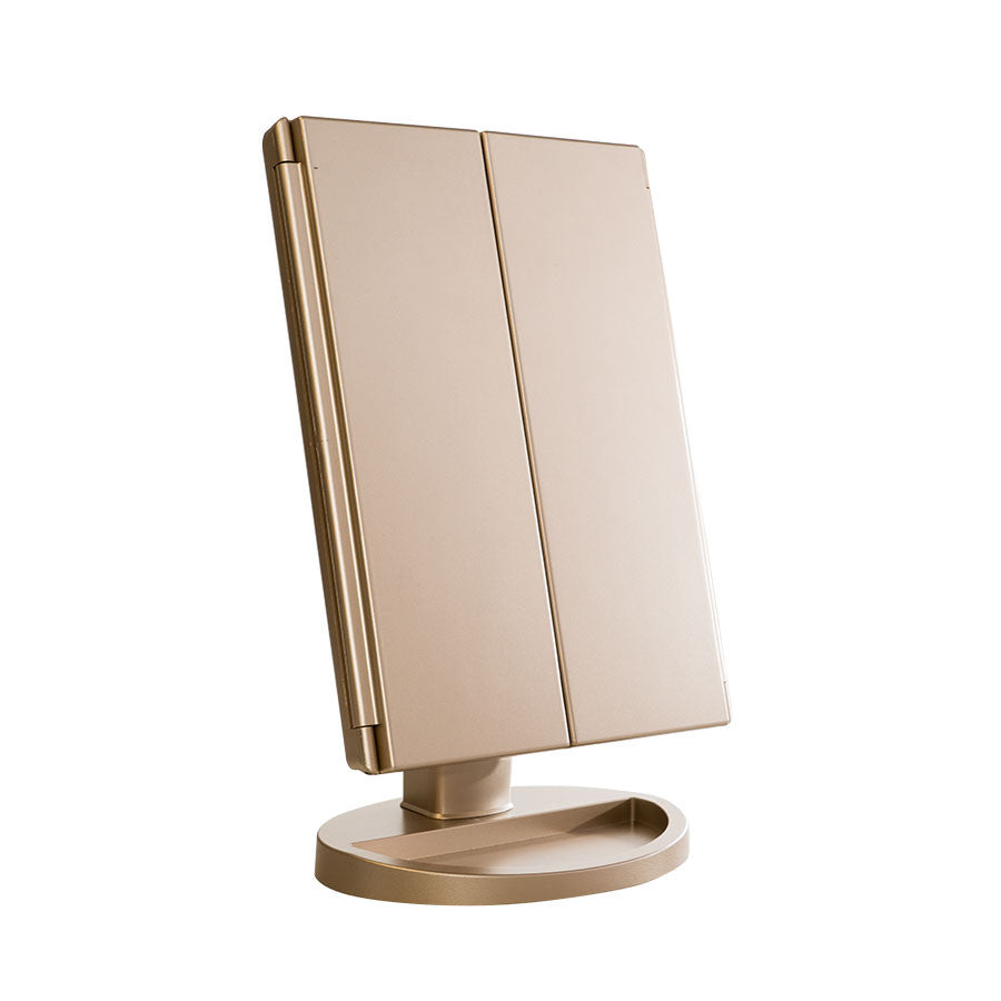 Impressions Vanity Touch LED Trifold Makeup Mirror in Champagne Gold