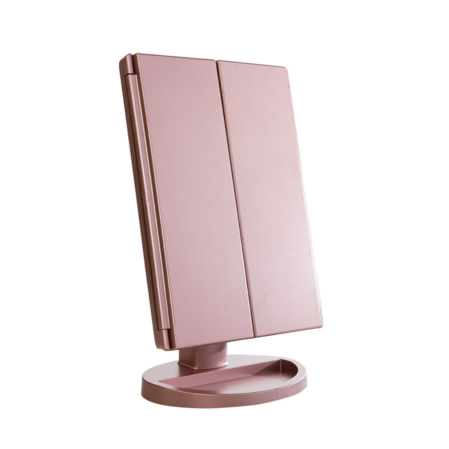 Impressions Vanity Touch LED Trifold Makeup Mirror in Rose Gold