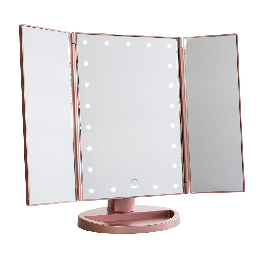 Impressions Vanity Touch LED Trifold Makeup Mirror in Rose Gold