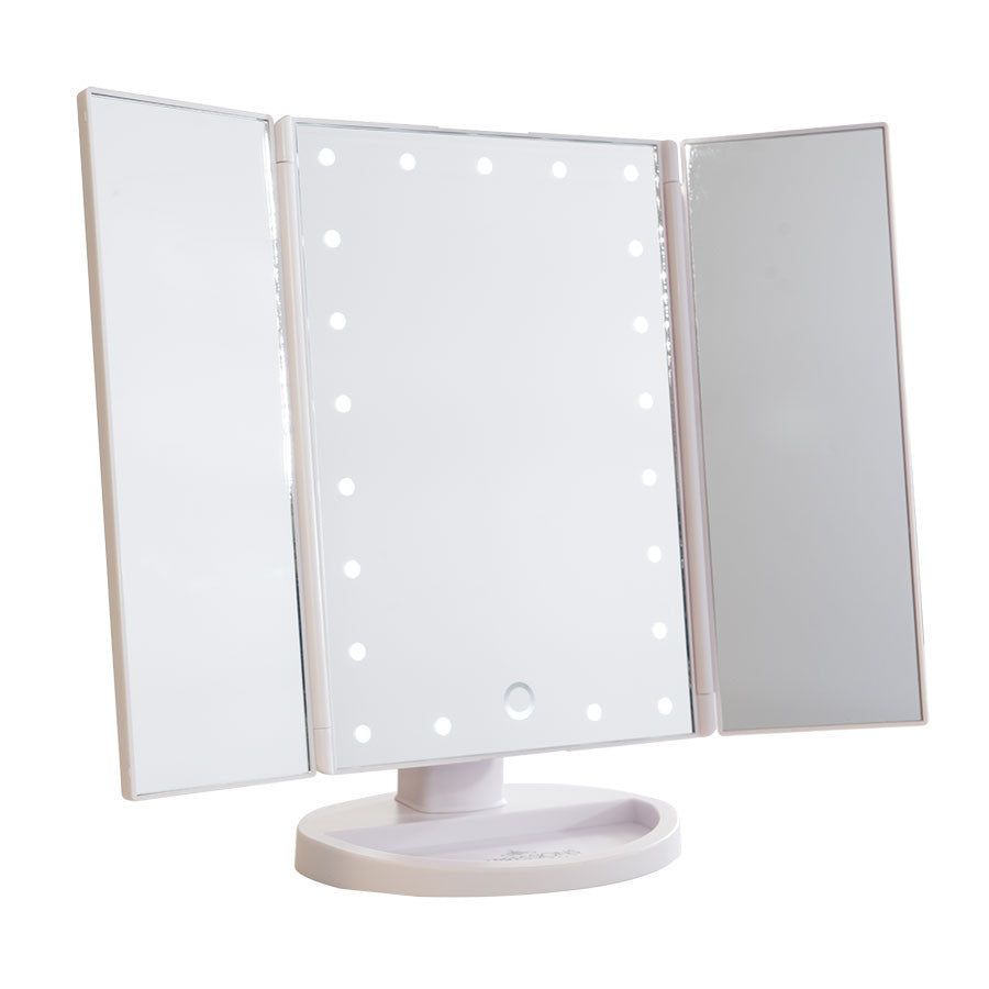 Impressions Vanity Touch LED Trifold Makeup Mirror in White