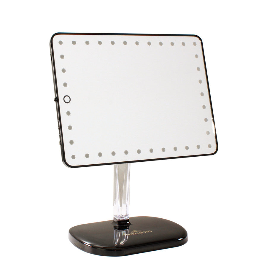 Impressions Vanity Touch Pro LED Makeup Mirror with Bluetooth Wireless Audio + Speakerphone & USB Charger in Pro Black Wide