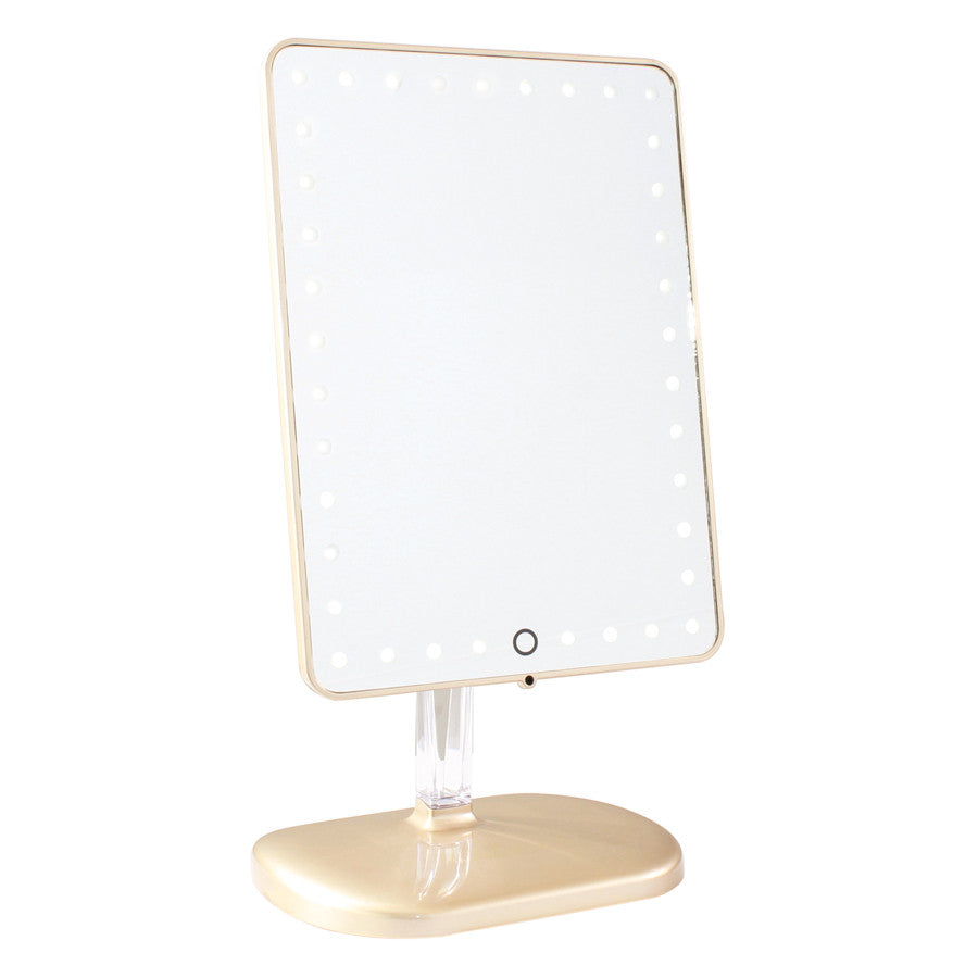 Impressions Vanity Touch Pro LED Makeup Mirror with Bluetooth Wireless Audio &amp; USB Charger in Champagne Gold