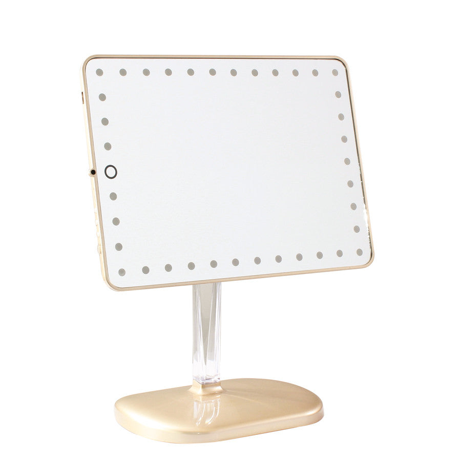 Impressions Vanity Touch Pro LED Makeup Mirror with Bluetooth Wireless Audio + Speakerphone & USB Charger in Champagne Gold Wide