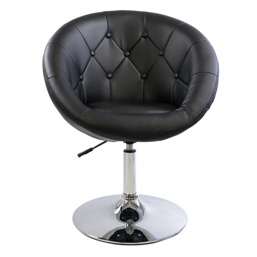 Black Tufted Round Swivel Chair-Color_Cool Grey Velvet